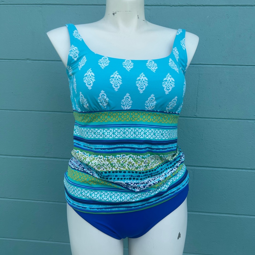 Lands' End Blue and Green Tankini